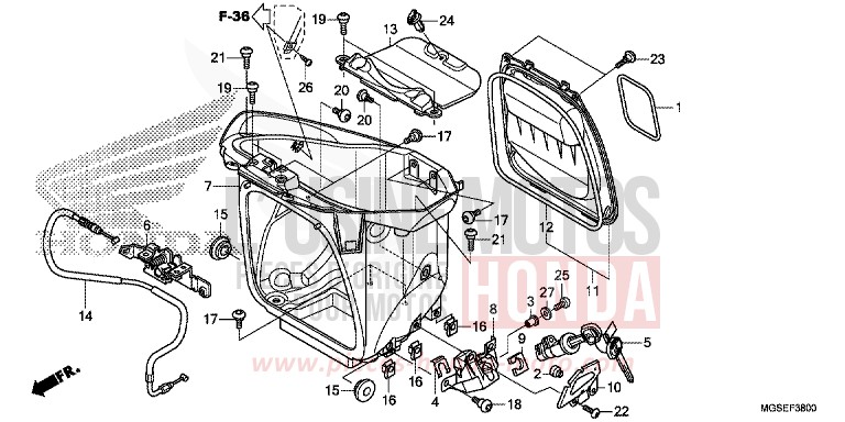 COMPARTIMENT A BAGAGES von NC700S Schaltgetriebe GRAPHITE BLACK (NHB01) von 2013